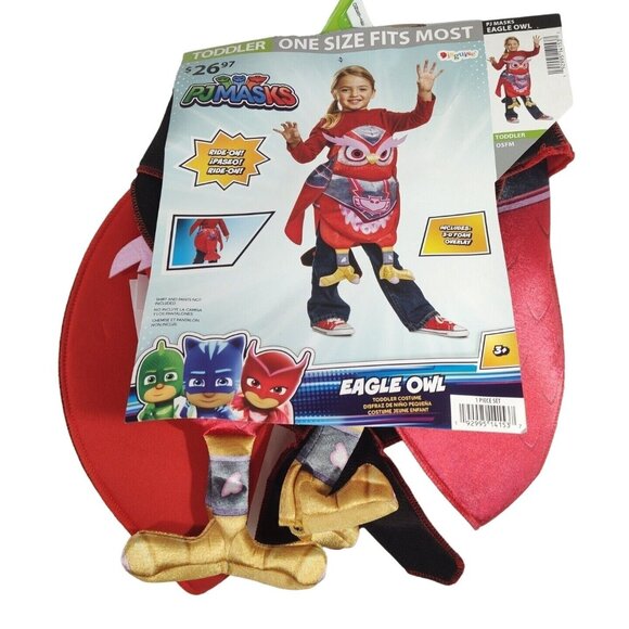 PJ Masks Red Eagle Owl Costume Toddler Girls Boys One Size Fits Most 3D Foam NEW - Picture 2 of 12